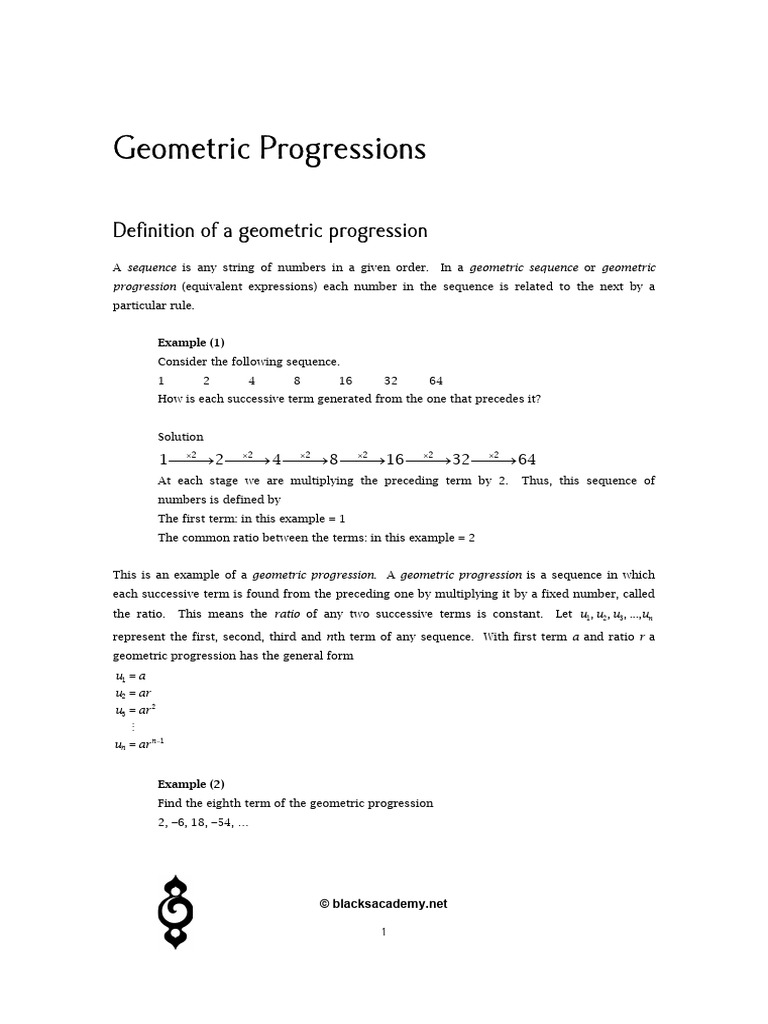 Understanding Geometric Progressions | PDF | Elementary Mathematics ...