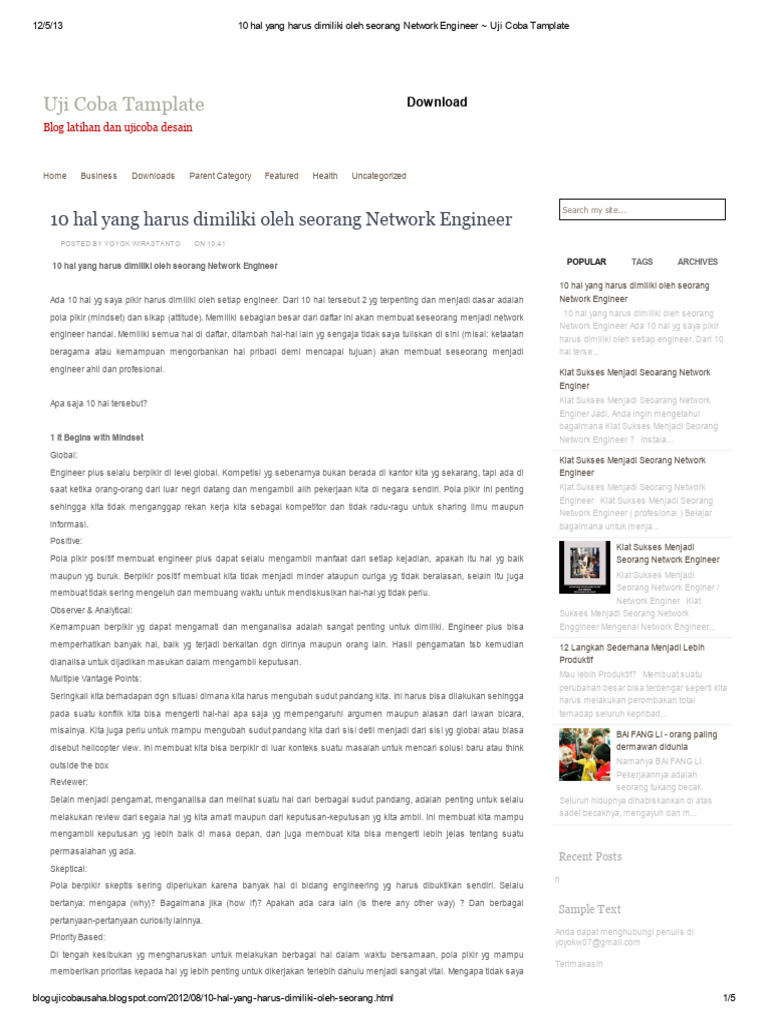 10 Kualitas Penting Network Engineer | PDF