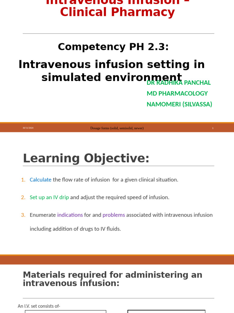 IV Infusion Techniques and Calculations | PDF | Intravenous Therapy ...