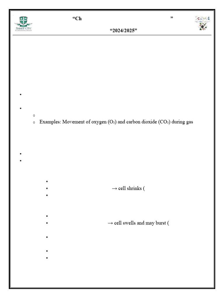 Cell Transport Summary Sheet by Dr. Marko Adel | PDF | Cell Membrane