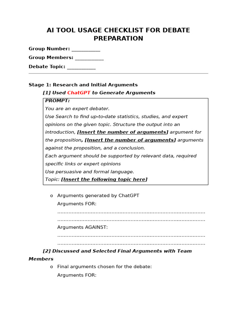 Debate Preparation Checklist | PDF | Argument | Human Communication