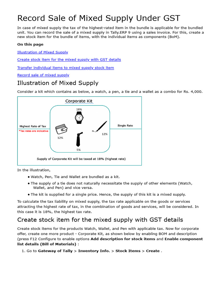 Record sale of mixed supply under gst pdf taxes invoice