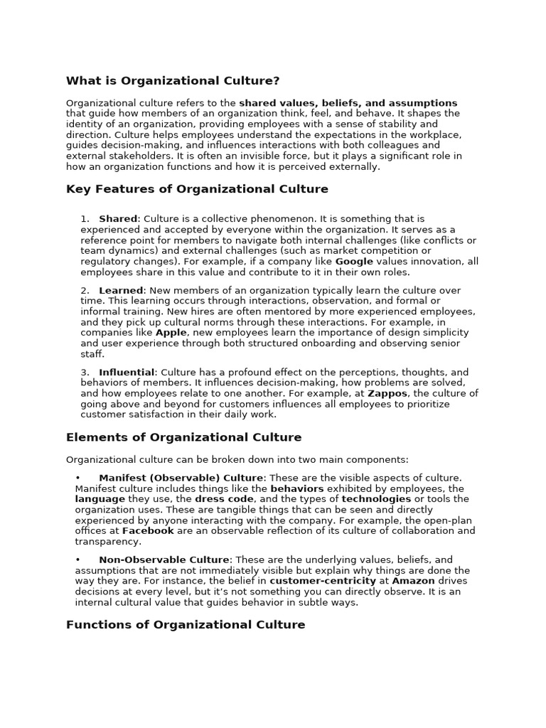 Understanding Organizational Culture | PDF | Organizational Culture ...