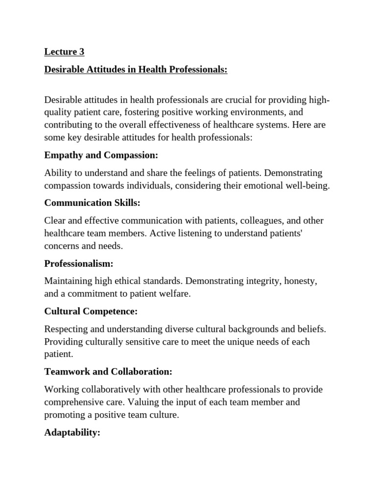 Attitudes in Health Profession | PDF