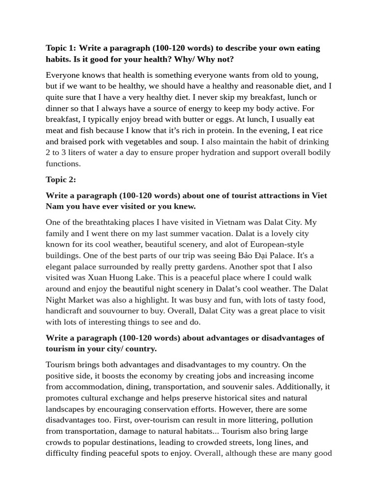 Healthy Eating and Tourism Insights | PDF | English Language | Lunch