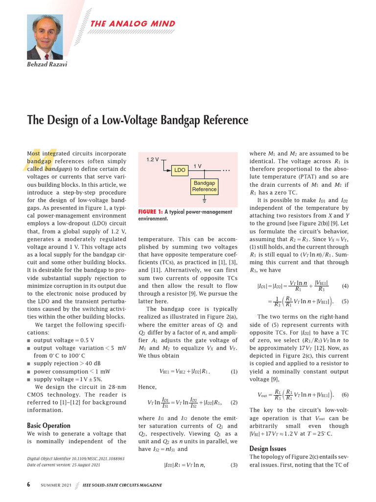 Low-Voltage Bandgap Reference Design | PDF | Operational Amplifier ...