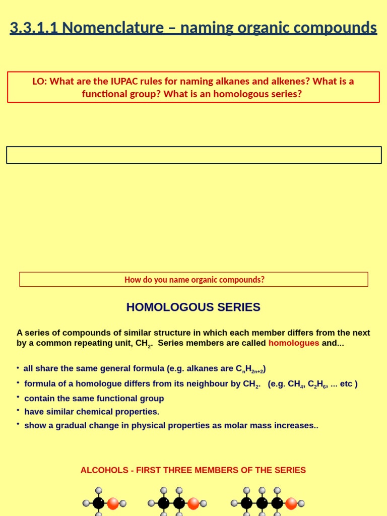 5.2 (3.3.1.1) Nomenclature - Naming Organic Compounds | PDF | Alkane ...