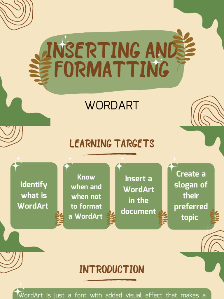 Inserting and Formatting WordArt Guide | PDF