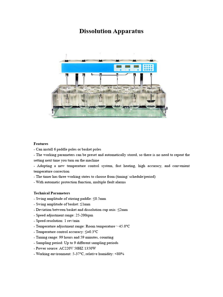 Advanced Dissolution Testing Apparatus | PDF