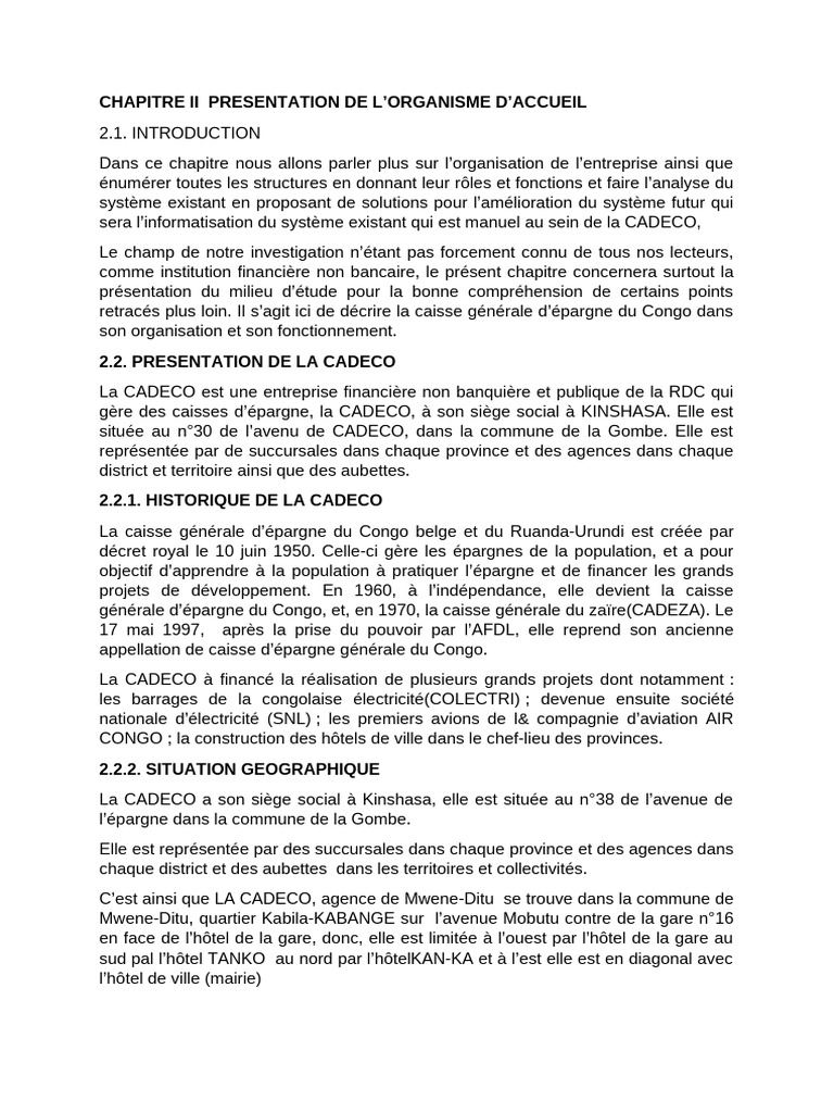 Présentation de la CADECO et octroi de crédits | PDF | Banques | Crédit