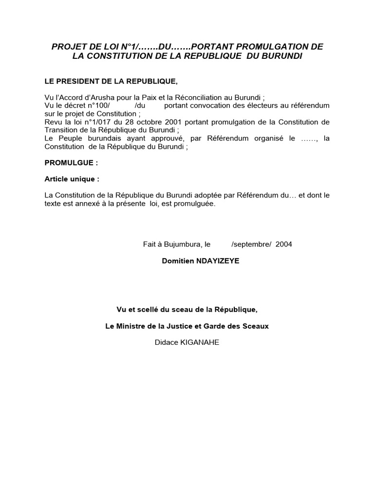 Promulgation de la Constitution du Burundi | PDF | Droits fondamentaux ...
