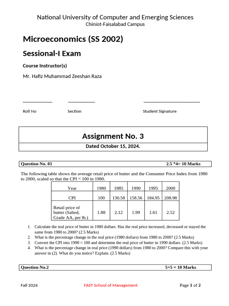 Sessional 1 - Fall 2024 | PDF | Demand | Economics