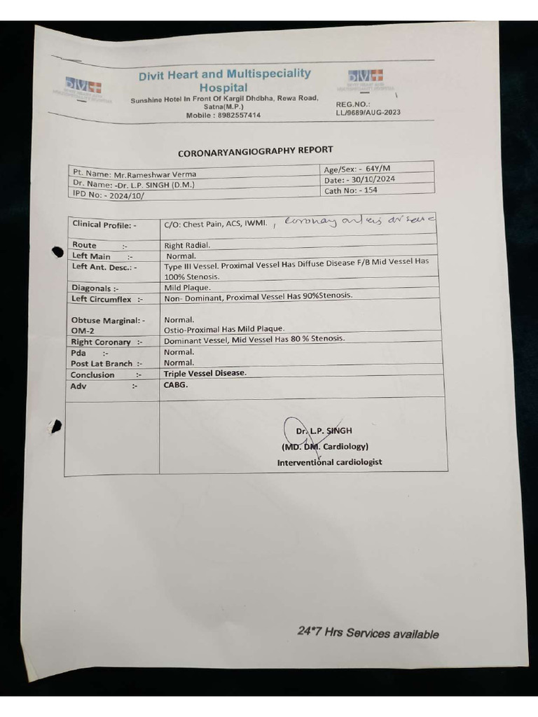 Rameshwar Angiography Reports | PDF