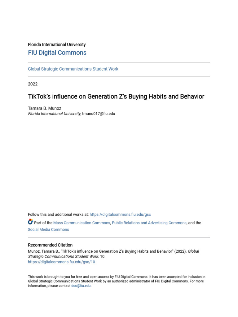 TikTok's Impact on Gen Z Buying Behavior | PDF | Social Media | Popular ...
