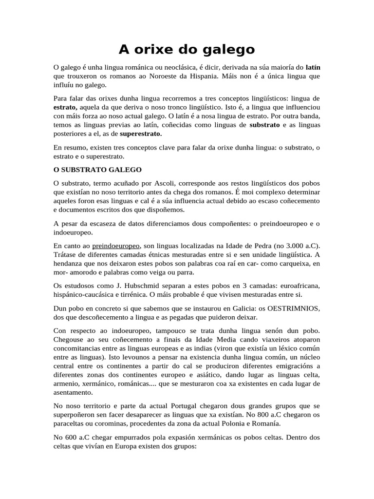A Orixe Do Galego | PDF