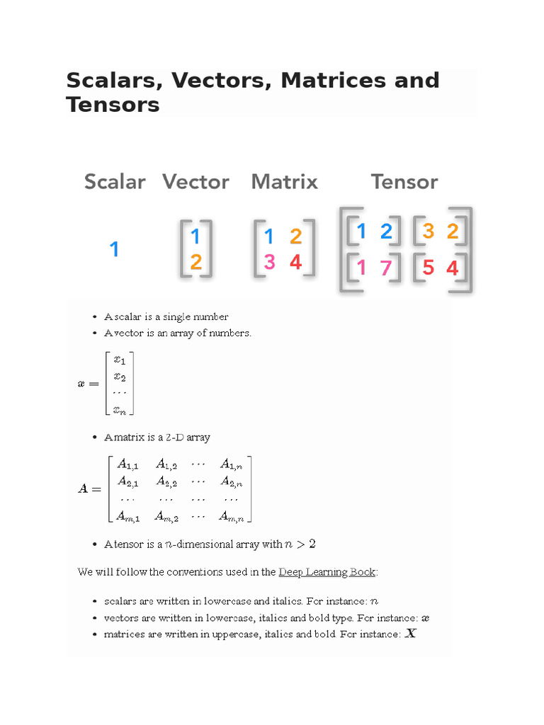 Scalars, Vectors, Matrix, Tensors | PDF
