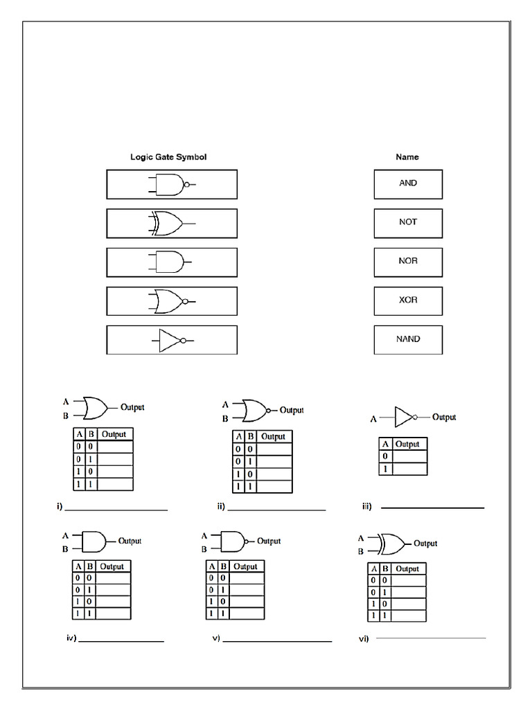 WORKSHEET LOGIC GATES Grade 8 | PDF