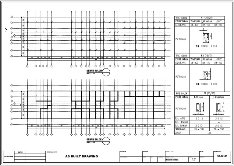 Column and Beam Layout Drawing | PDF
