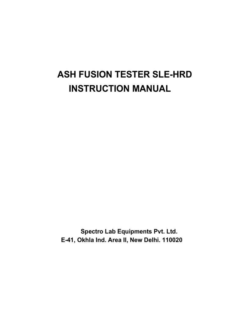 Ash Fusion Tester Sle-Hrd Instruction Manual | PDF | Carbon | Camera