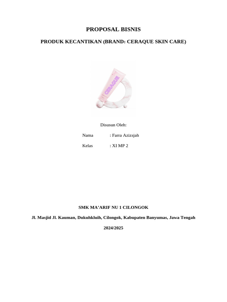 Proposal Usaha Ceraque Skin Care | PDF