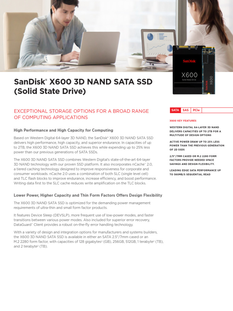 SanDisk x600 3D NAND SATA SSD Computing Data Sheet | PDF | Solid State ...