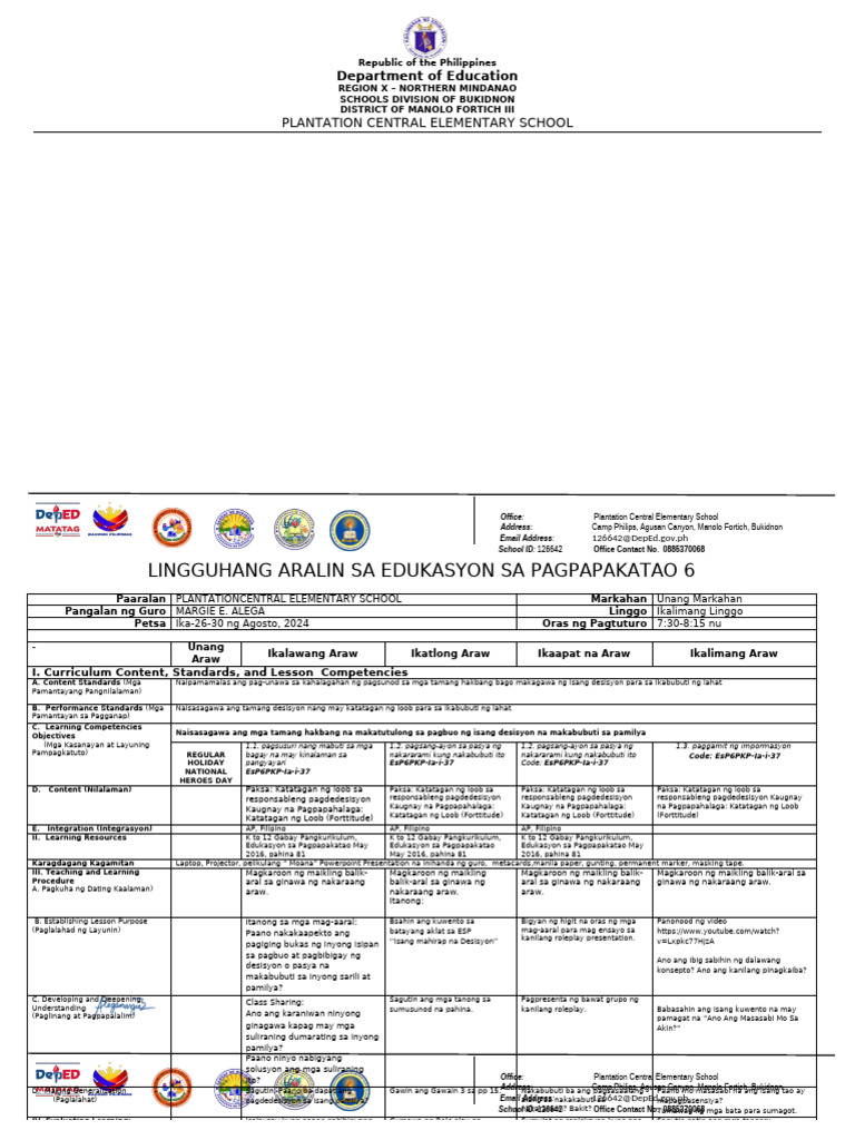 Lesson Log Esp 08-26-30-24 | PDF