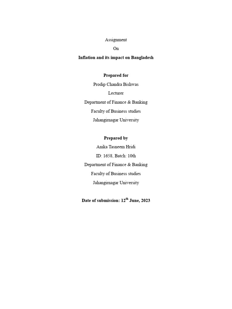 Inflation and Its Impact On Bangladesh | PDF | Cost Of Living | Inflation