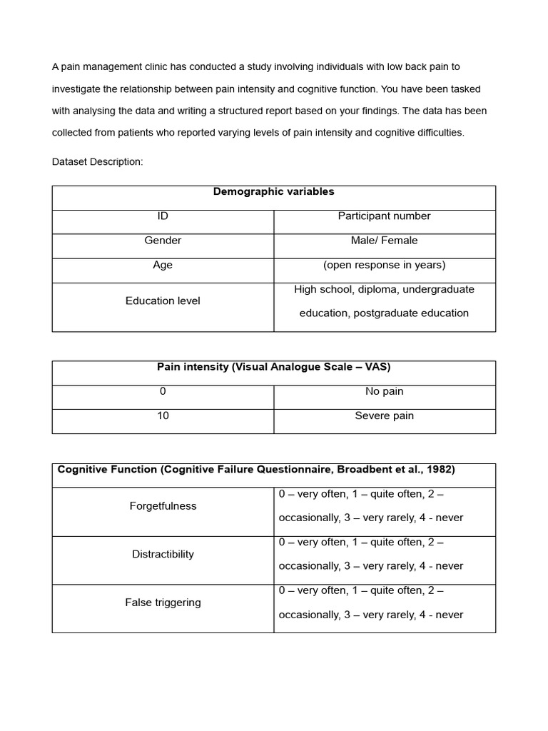 Low Back Pain: Cognitive Function Study | PDF | Statistics ...