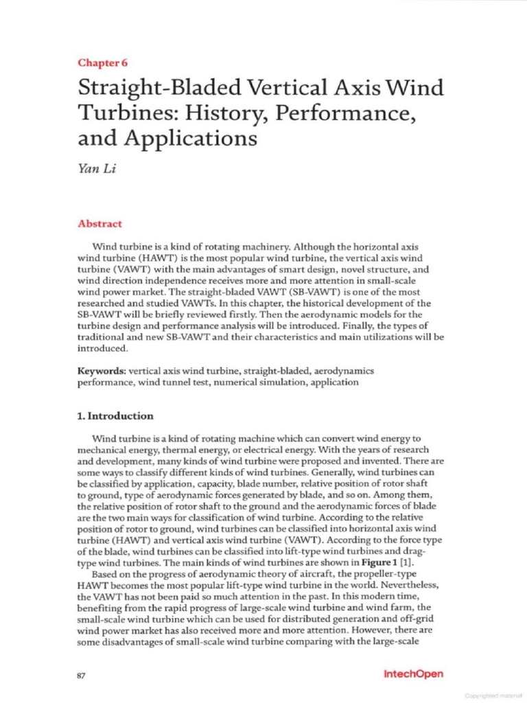 Straight Bladed Vertical Axis Wind Turbines History, Performance, and ...