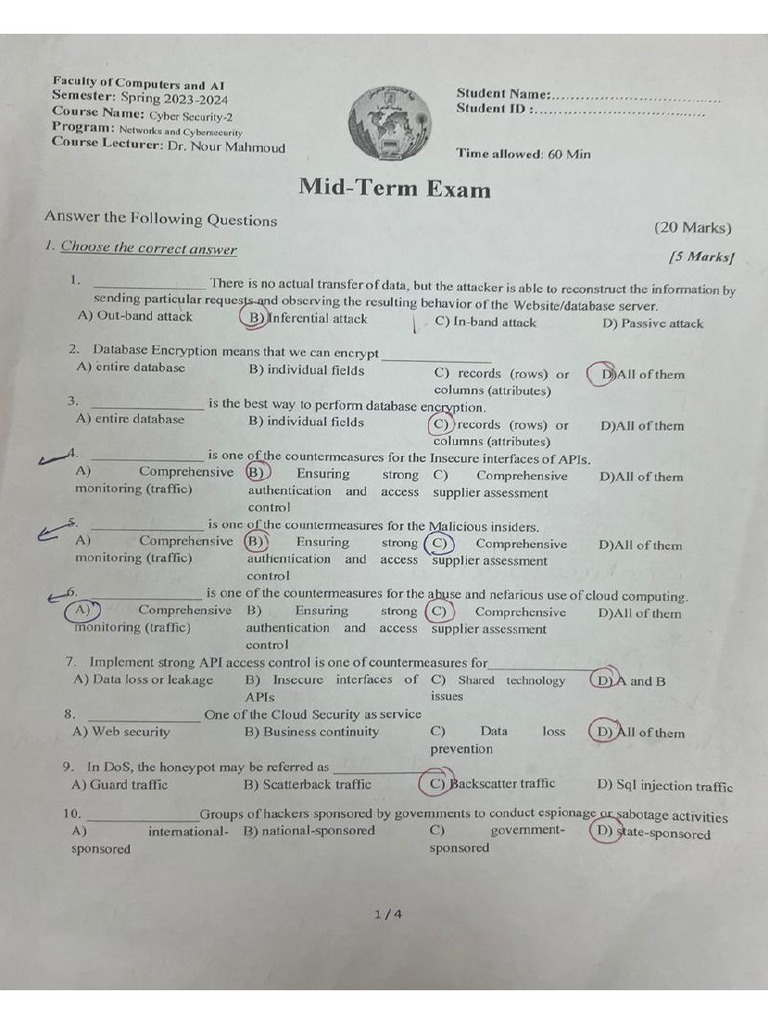 Cybersecurity 2 Midterm (2023) | PDF