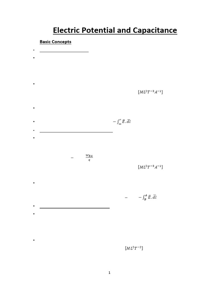 Electric Potential and Capacitance Explained | PDF | Capacitance ...