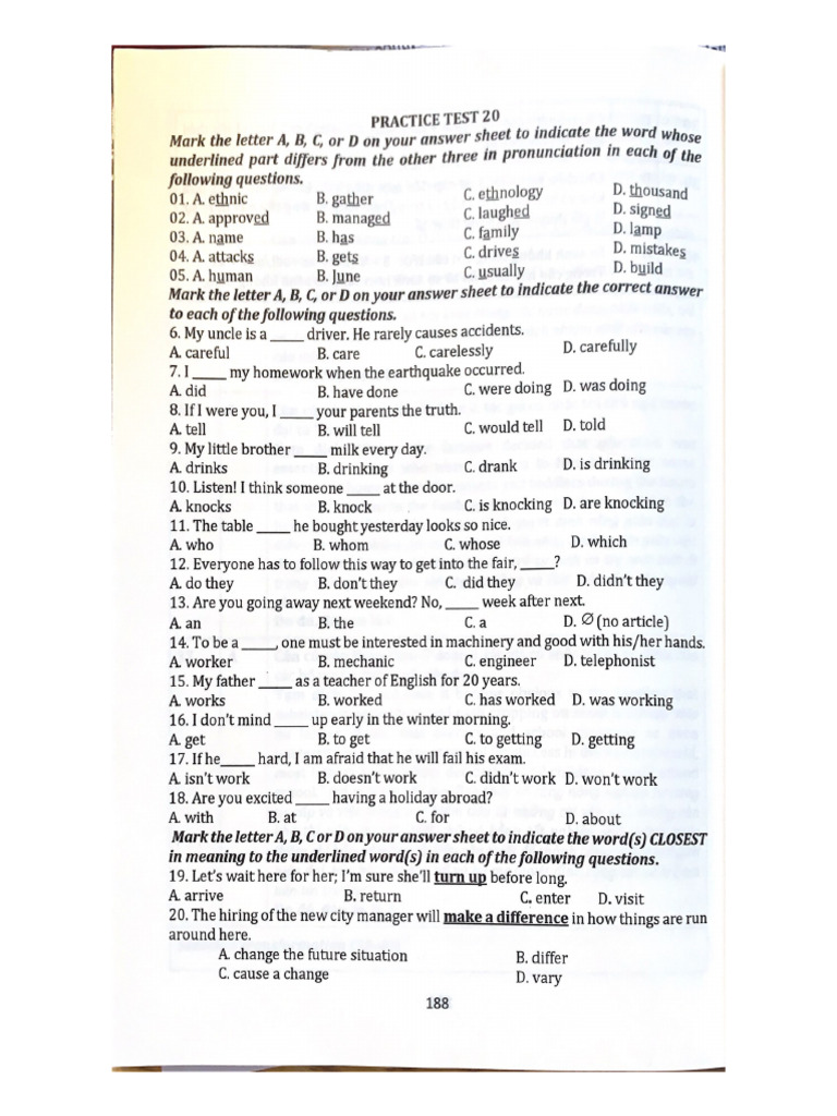 Practice Test 20 | PDF