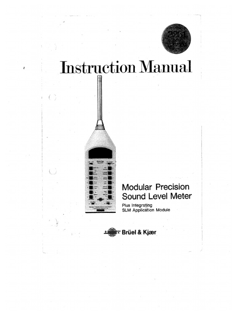 Manuel D'instructions Original Bruel & Kjaer 2313+ BZ 7005 – En Anglais (Occasion)