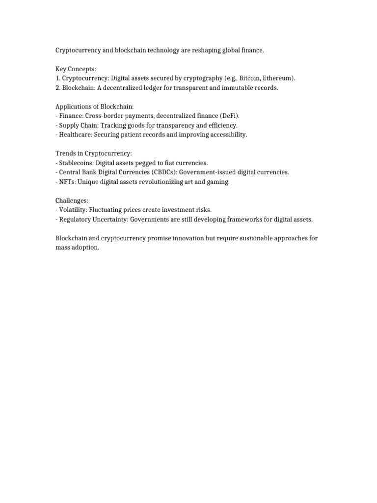 Cryptocurrency and Blockchain | PDF
