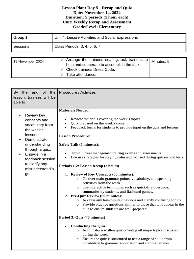 Day 5 | PDF | Quiz | Reading Comprehension