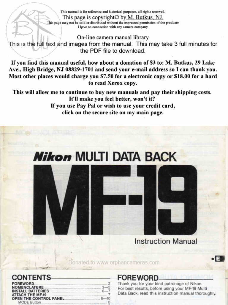 Nikon MF-19 Manual PDF Download | PDF