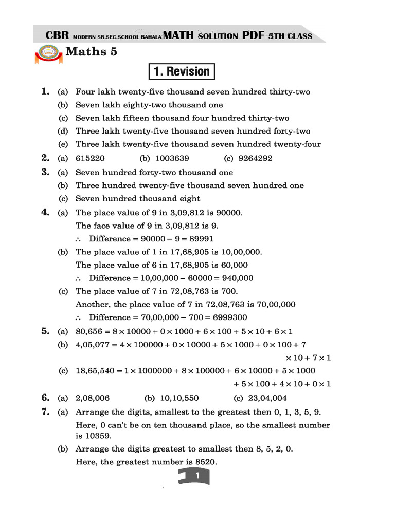 CBR 5th Math PDF | PDF