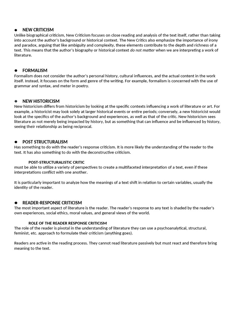 Report NEW CRITICISM | PDF