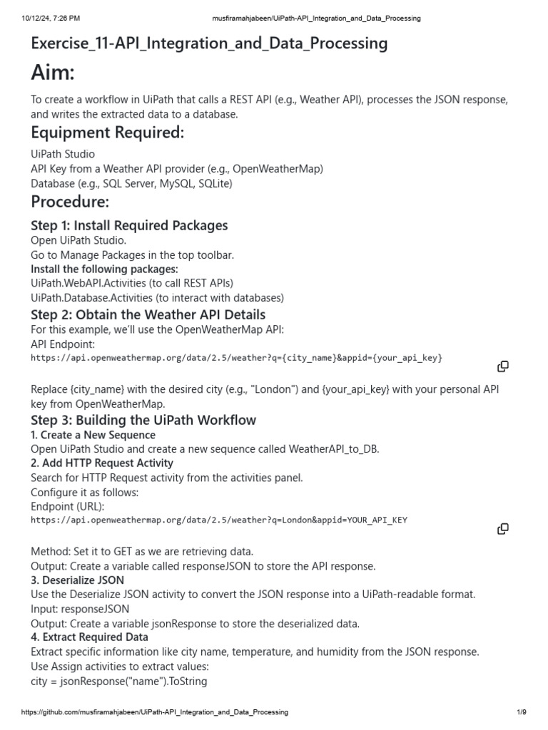 UiPath Weather API to Database Guide | PDF | Databases | Data ...