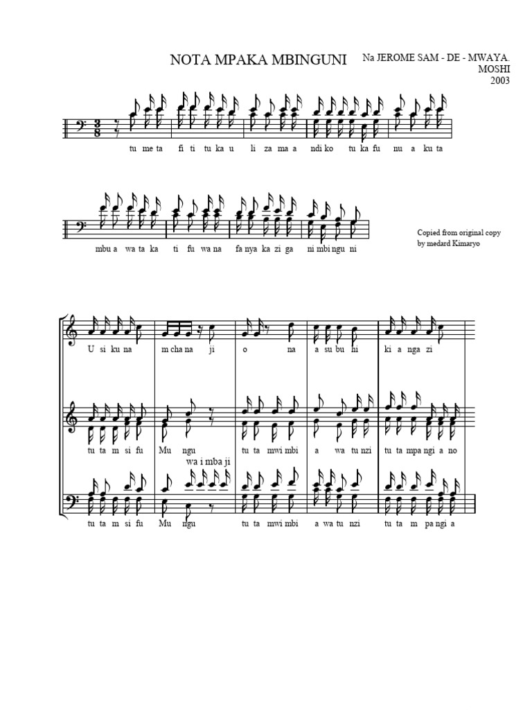 Nota Mpaka Mbinguni Lyrics | PDF