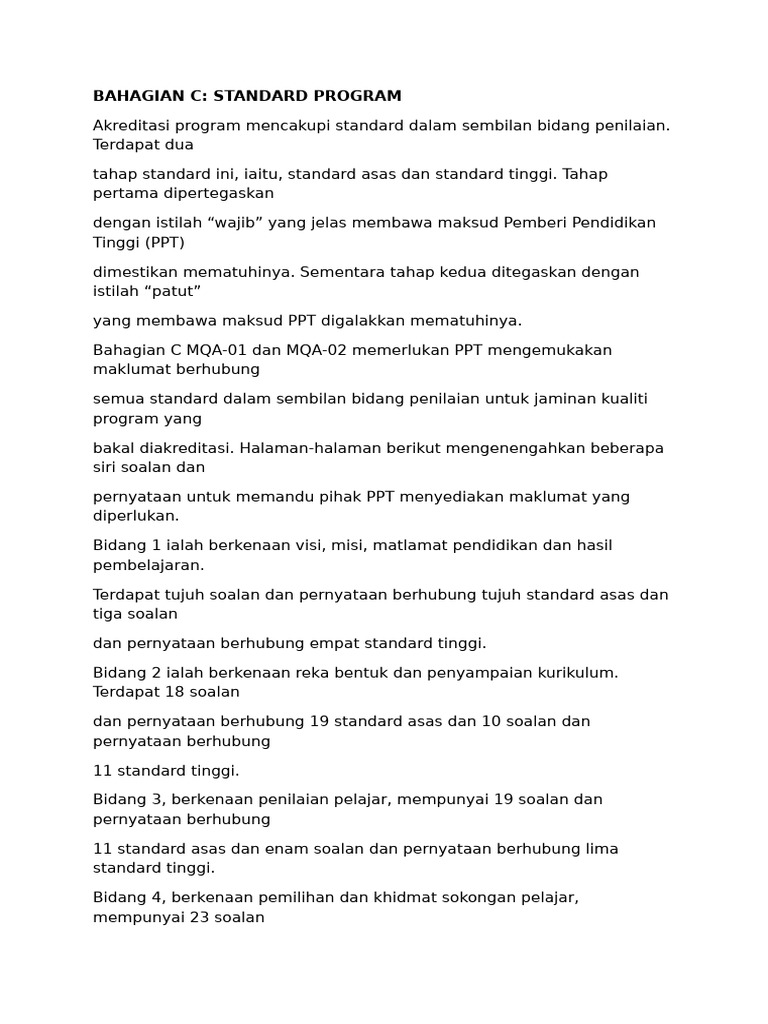 Bahagian C - Standard Program | PDF