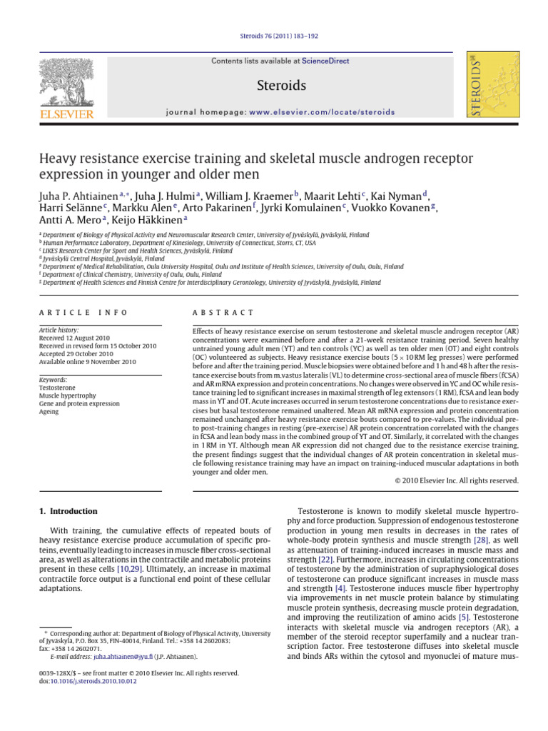Heavy Resistance Exercise Training and Skeletal Muscle Androgen ...