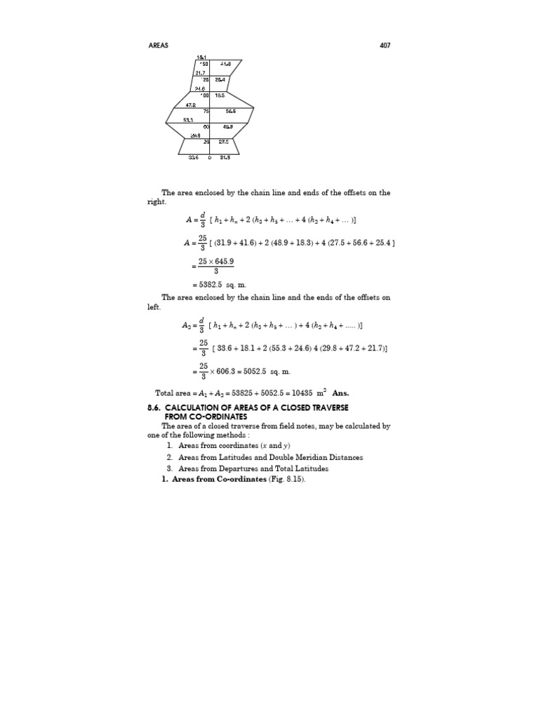 Area Calculation Methods for Closed Traverse | PDF | Metrology
