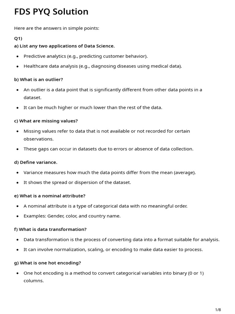 Fds pyq solution pdf data analysis statistics