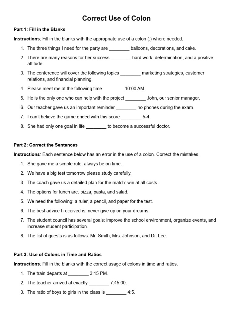Correct use of colon pdf human communication