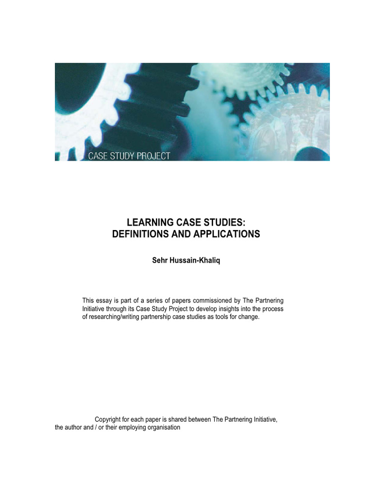 Learning Case Studies | PDF | Learning | Methodology