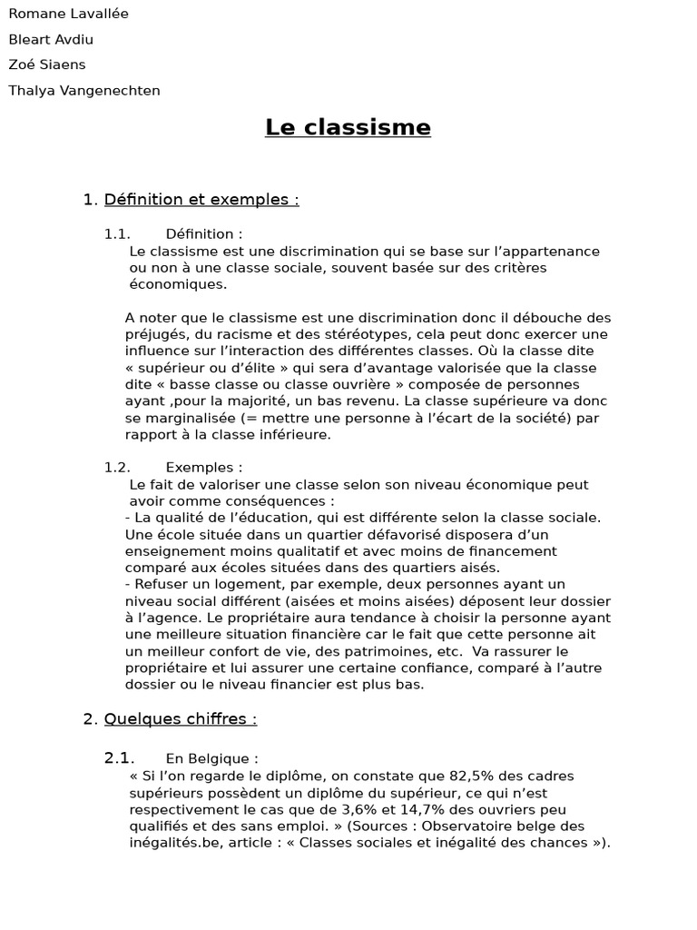 Comprendre le Classisme et ses Impacts | PDF | La discrimination | Pauvreté
