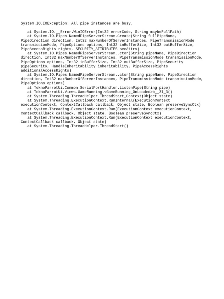 Named Pipe Server Error: All Instances Busy | PDF