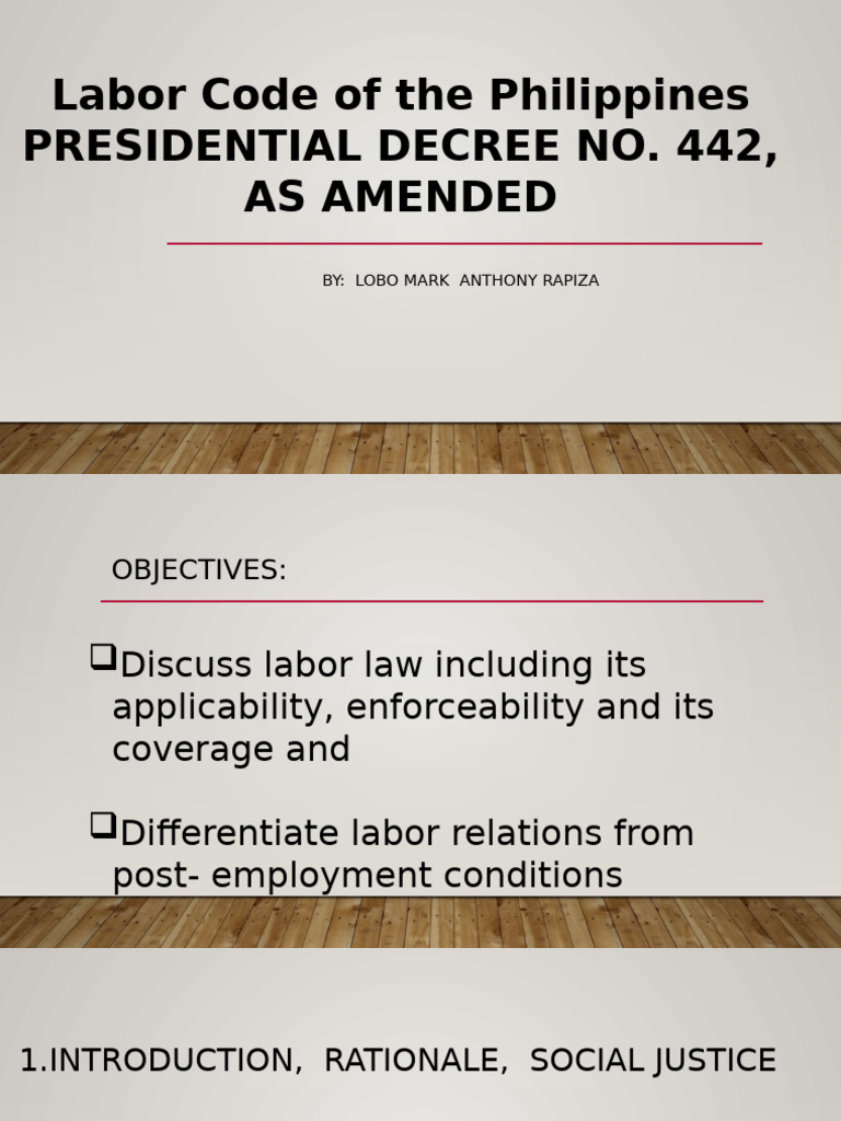 Labor Code of the Philippines Overview | PDF | Employment | Labour Law