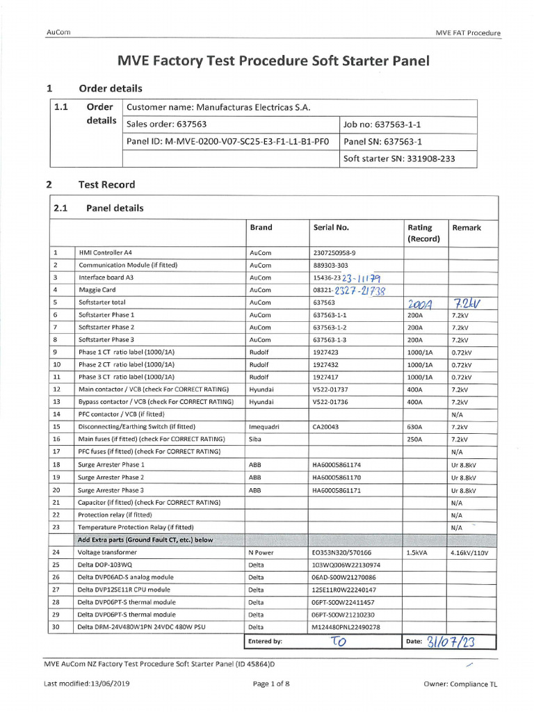 AuCom Factory Test Procedure | PDF